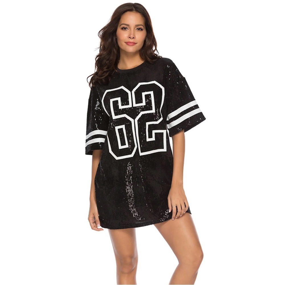 Black Sequin Jersey Dress